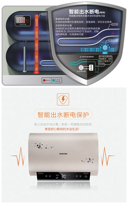 史麦斯智能出水断电热水器 为舒适沐浴护航