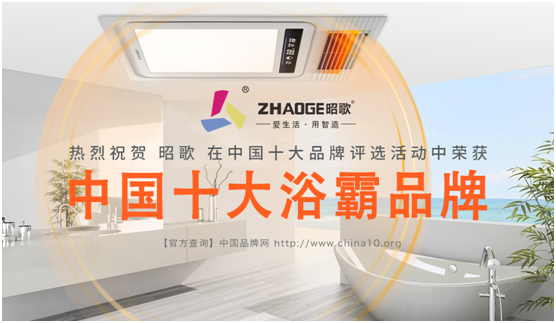 昭歌浴霸 勇夺“中国十大品牌”称号
