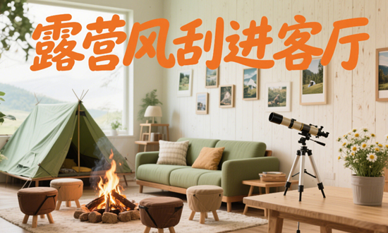 ​​露营风刮进客厅：帐篷沙发+篝火灯打造沉浸式野趣​​