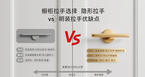 橱柜拉手选择：隐形拉手 vs 明装拉手优缺点