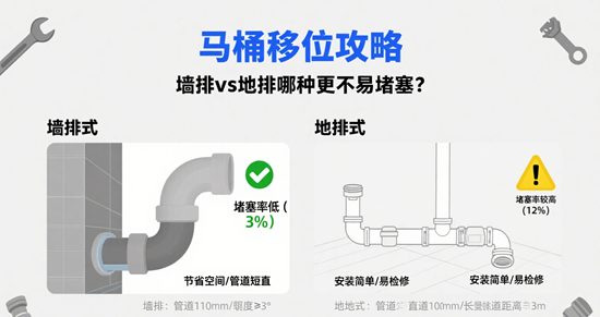 马桶移位攻略：墙排vs地排哪种更不易堵塞？